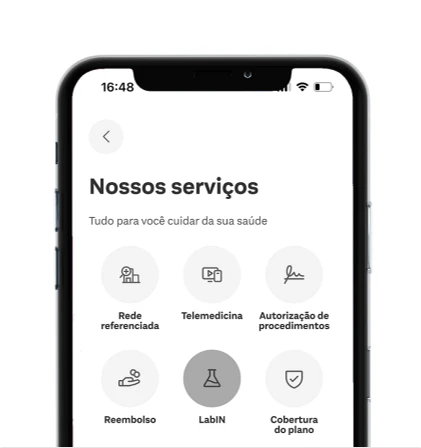 Tela do aplicativo mostrando o botão Labin destacado para acesso