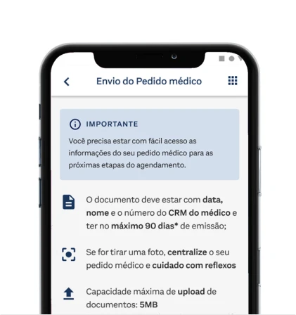 Formulário para preenchimento de dados pessoais e informações do pedido médico